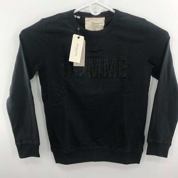 Selected Homme Mens Long Sleeves Comfort Pullover Black Sweatshirt Size Medium - Picture 1 of 7